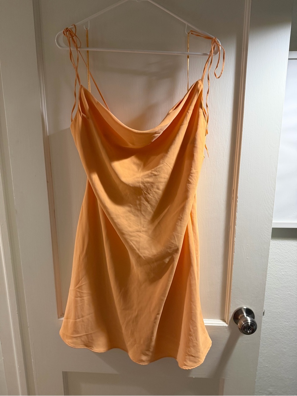 Abercrombie & Fitch Peach Tie-Shoulder Cowl Slip Dress